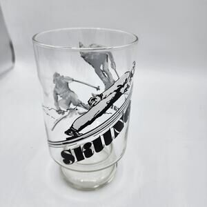 Vintage I'd rather be skiing‎ footed pedestal 32 ounce retro drinking glass
